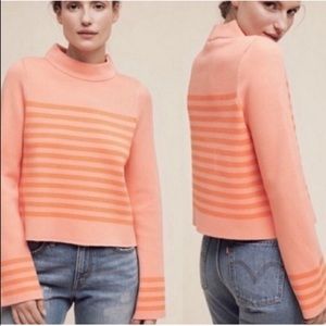 (Anthro) Moth Mock Neck Striped Sweater Sz S